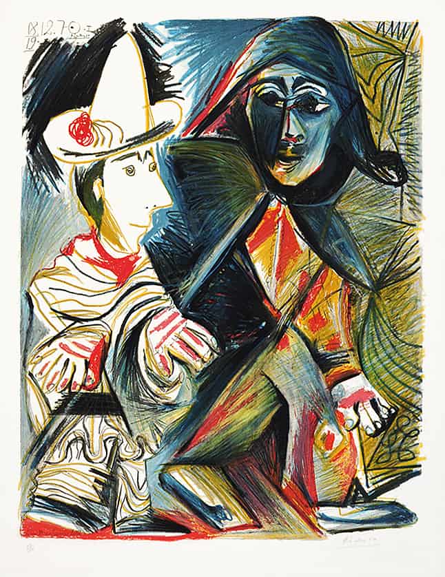 pablo picasso lithograph le clown et lharlequin the clown and the harlequin 1971 for sale 1